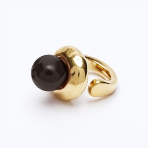 Anello Versatile oro — Sfera in ceramica marrone cioccolato