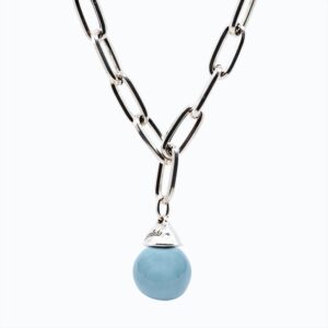 Collana Campana Versatile linea Bold argento — Sfera in ceramica azzurro