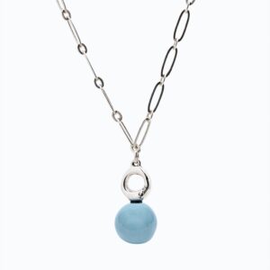Collana Cerchio Versatile Thin argento — Sfera in ceramica azzurro