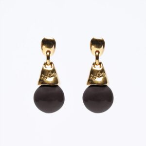 Orecchini Goccia Versatile oro — Sfera in ceramica marrone cioccolato