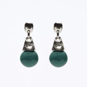 Orecchini Goccia Versatile argento — Sfera in ceramica verde petrolio
