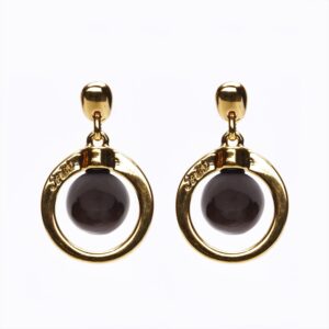 Orecchini Cerchio Versatile oro — Sfera in ceramica marrone cioccolato